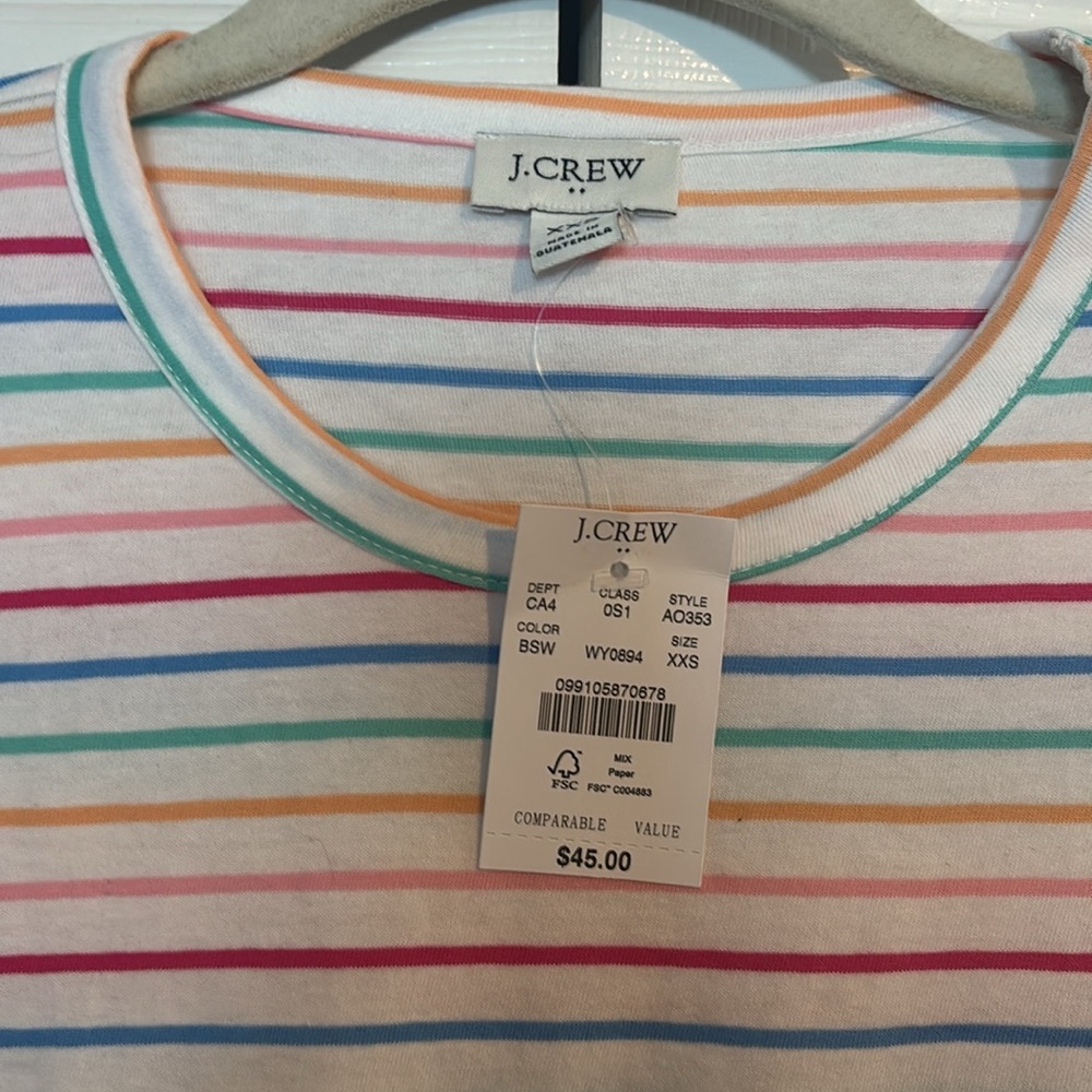 NWT  J CREW short sleeve striped t-shirt dress 100% cotton size XXS - Picture 3 of 7